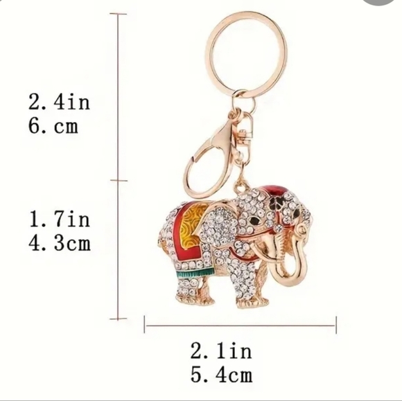 NEW! Exquisite Rhinestone Elephant Keychain Purse Charm ~ Gift 🎁 Exotic India - Picture 2 of 4